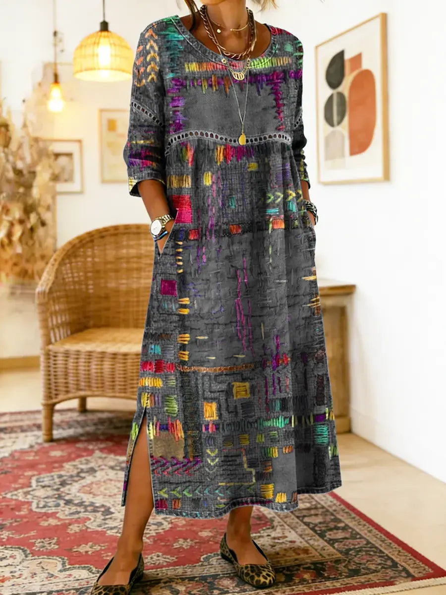 Réka | Patchwork Ethnikai Denim Ruha