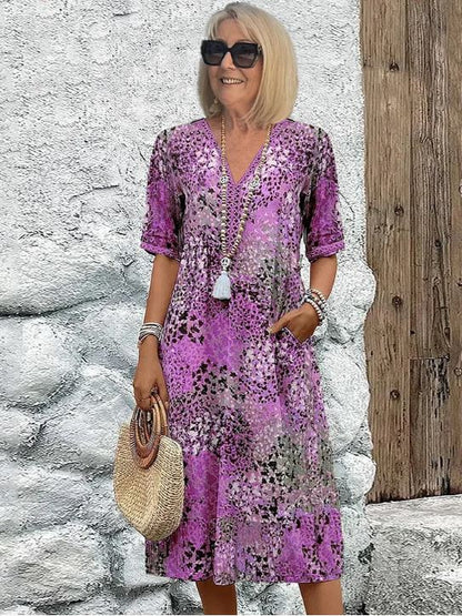 Lilla | Vibráló középhosszú ruha