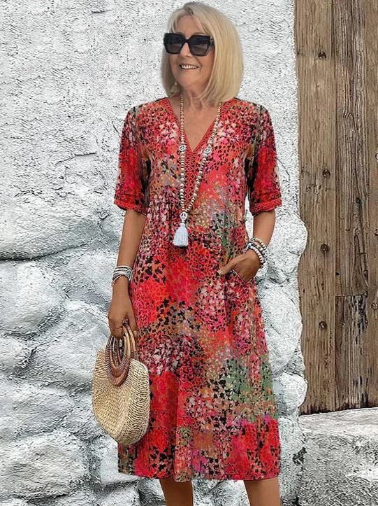 Lilla | Vibráló középhosszú ruha