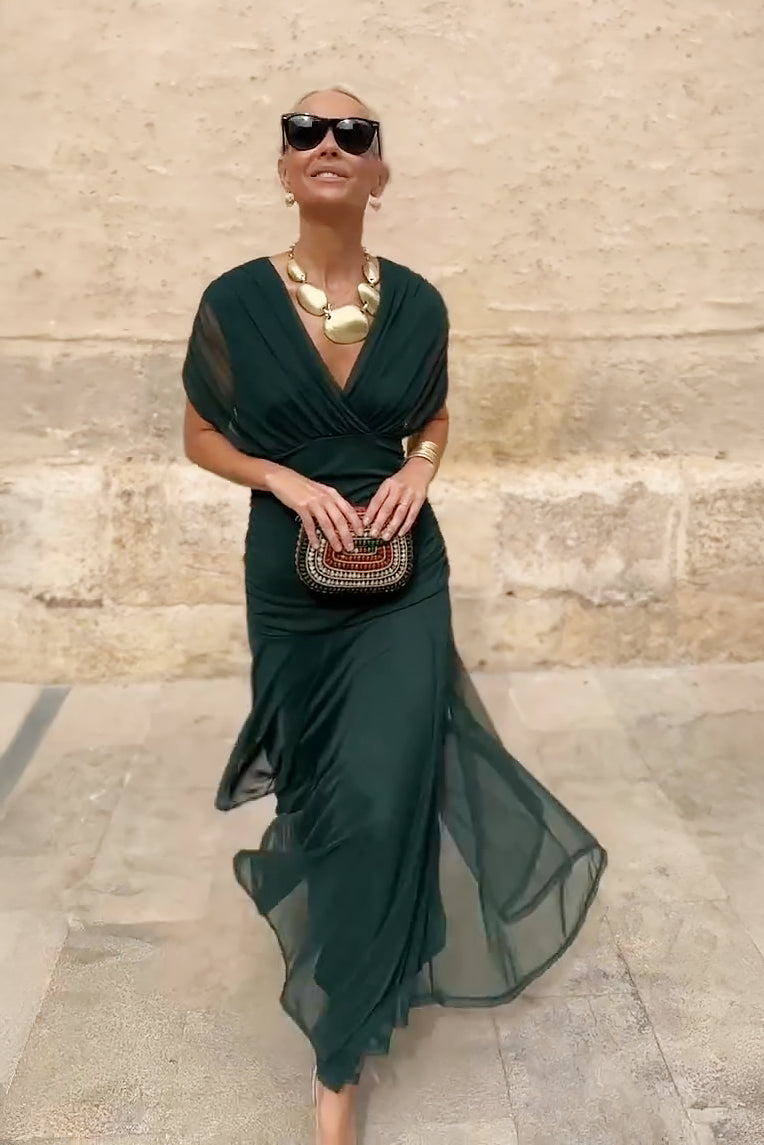 Katalin | Elegáns alkalmi maxiruha V-kivágással