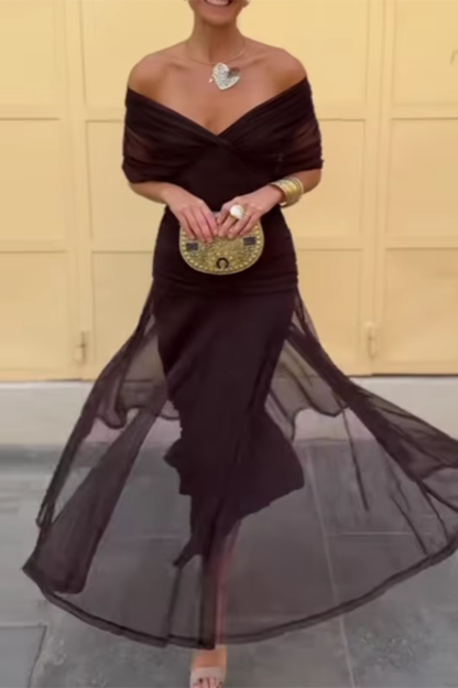Katalin | Elegáns alkalmi maxiruha V-kivágással