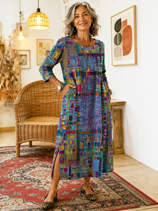 Réka | Patchwork Ethnikai Denim Ruha