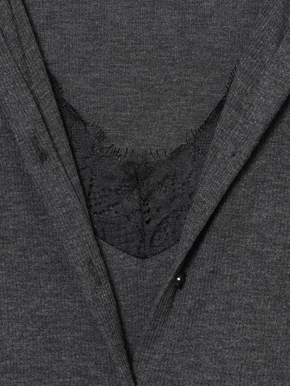 ELIZA | Lace-Trim Rétegezett Kardigán