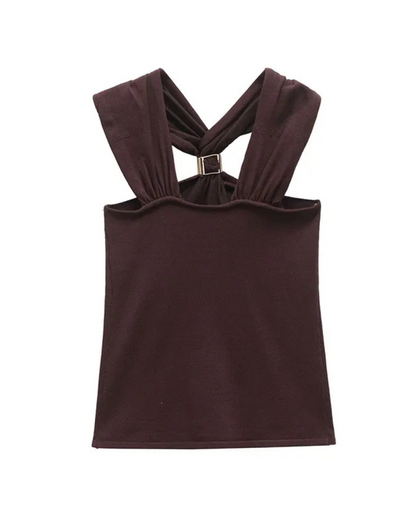 ARIA | Mocha Halter Top