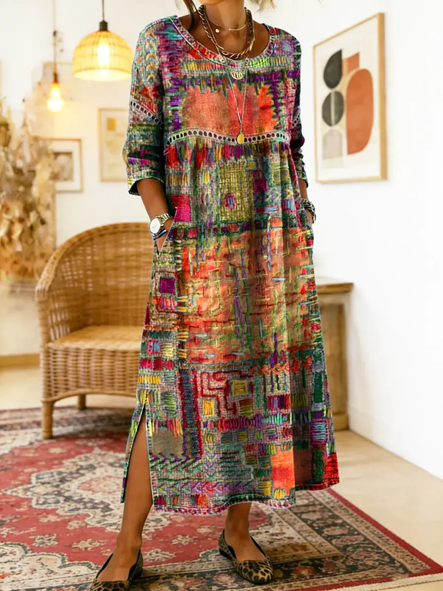 Réka | Patchwork Ethnikai Denim Ruha