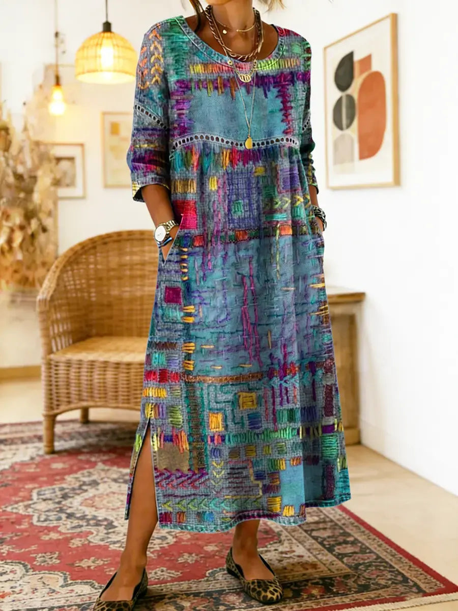 Réka | Patchwork Ethnikai Denim Ruha