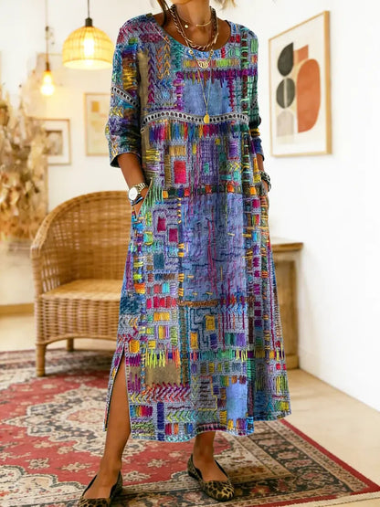 Réka | Patchwork Ethnikai Denim Ruha