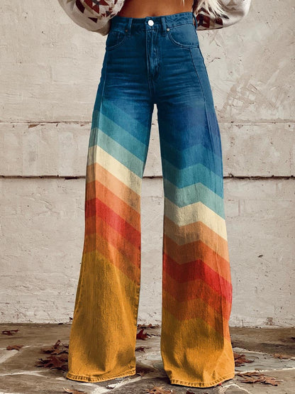 Léa - Retro Zigzag Elegáns Nadrág