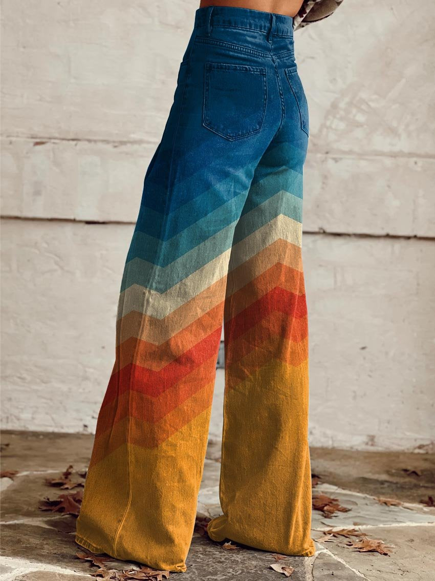 Léa - Retro Zigzag Elegáns Nadrág